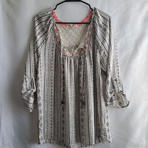 Rewind Women's Boho lightweight Tunic Top Size L